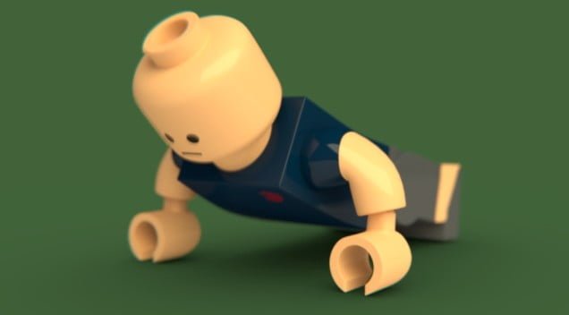 Lego man doing pushups